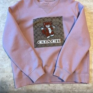 Coach mauve crew neck with cat
